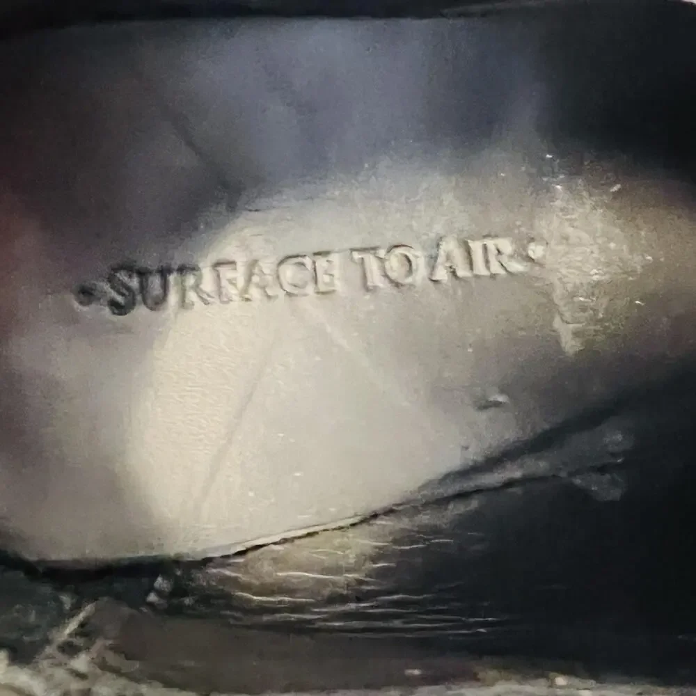 Surface To Air Shoes Womens 7.5 Black Leather Platform Wedge Creeper Flatbush